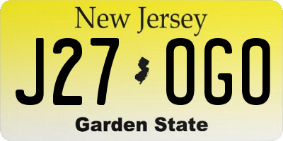 NJ license plate J27OGO