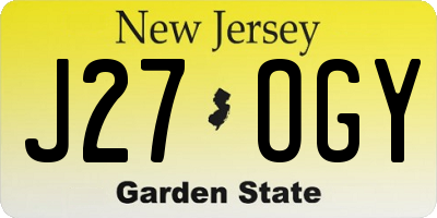 NJ license plate J27OGY