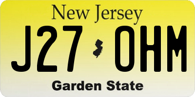 NJ license plate J27OHM