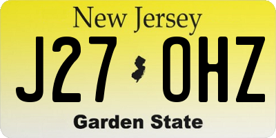 NJ license plate J27OHZ
