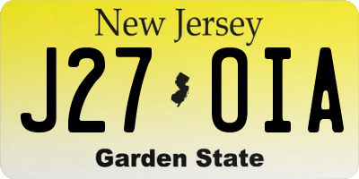 NJ license plate J27OIA