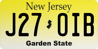 NJ license plate J27OIB