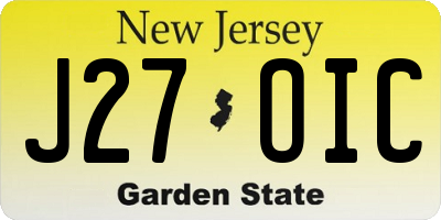 NJ license plate J27OIC