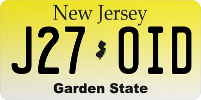 NJ license plate J27OID