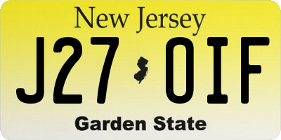NJ license plate J27OIF