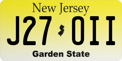 NJ license plate J27OII
