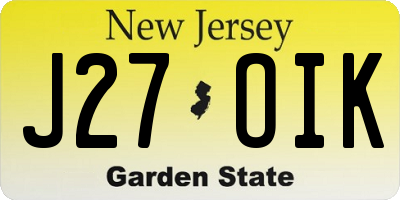 NJ license plate J27OIK