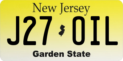 NJ license plate J27OIL