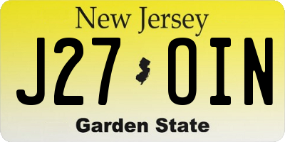 NJ license plate J27OIN