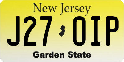 NJ license plate J27OIP