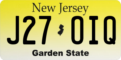 NJ license plate J27OIQ