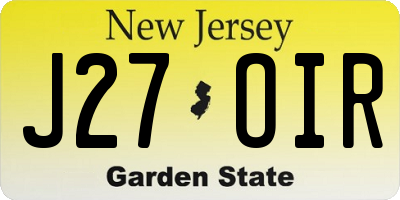 NJ license plate J27OIR
