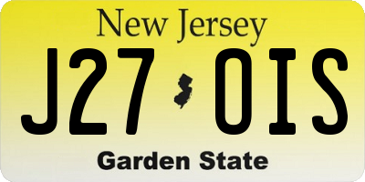 NJ license plate J27OIS