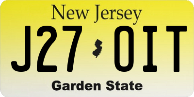 NJ license plate J27OIT