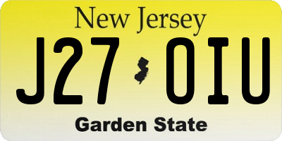 NJ license plate J27OIU