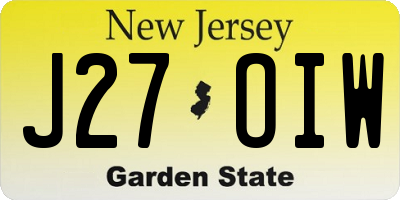 NJ license plate J27OIW