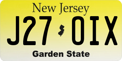NJ license plate J27OIX