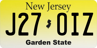 NJ license plate J27OIZ