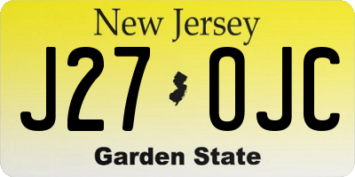 NJ license plate J27OJC