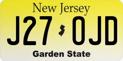 NJ license plate J27OJD