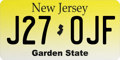 NJ license plate J27OJF
