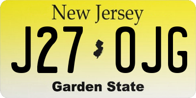 NJ license plate J27OJG