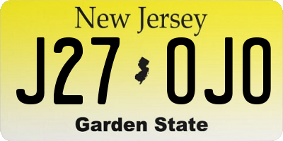 NJ license plate J27OJO