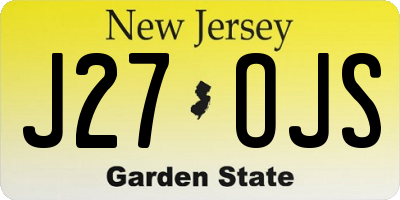 NJ license plate J27OJS
