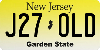 NJ license plate J27OLD