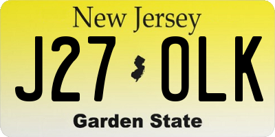 NJ license plate J27OLK