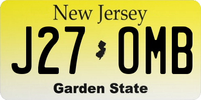 NJ license plate J27OMB