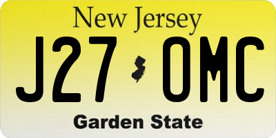 NJ license plate J27OMC