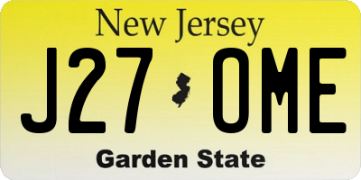 NJ license plate J27OME