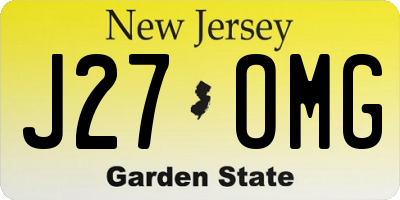 NJ license plate J27OMG