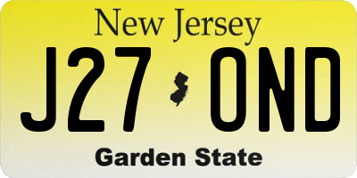 NJ license plate J27OND