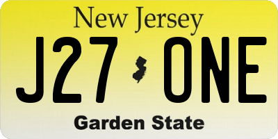NJ license plate J27ONE