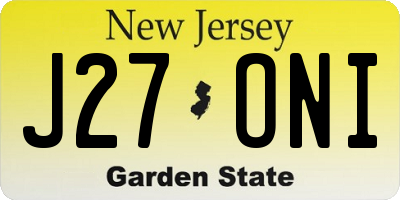 NJ license plate J27ONI