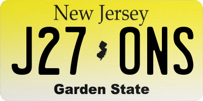 NJ license plate J27ONS