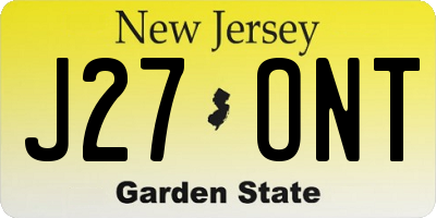 NJ license plate J27ONT