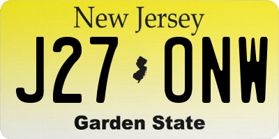 NJ license plate J27ONW