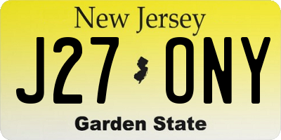 NJ license plate J27ONY