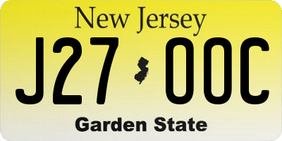 NJ license plate J27OOC