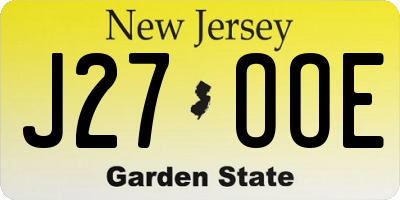 NJ license plate J27OOE