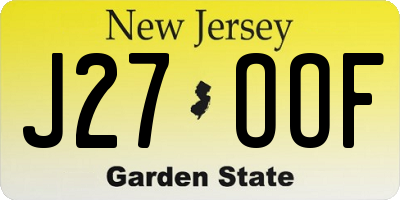 NJ license plate J27OOF