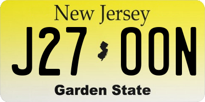 NJ license plate J27OON