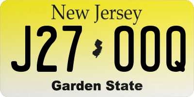 NJ license plate J27OOQ