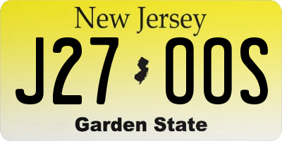 NJ license plate J27OOS