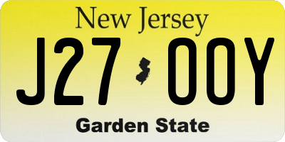 NJ license plate J27OOY