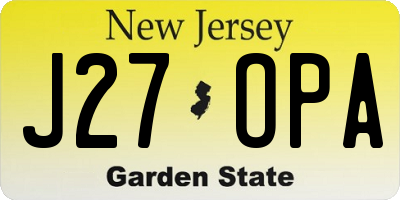 NJ license plate J27OPA