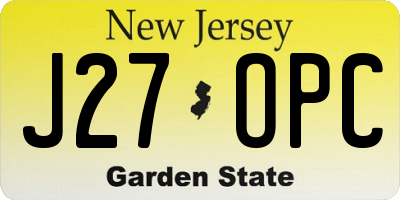 NJ license plate J27OPC